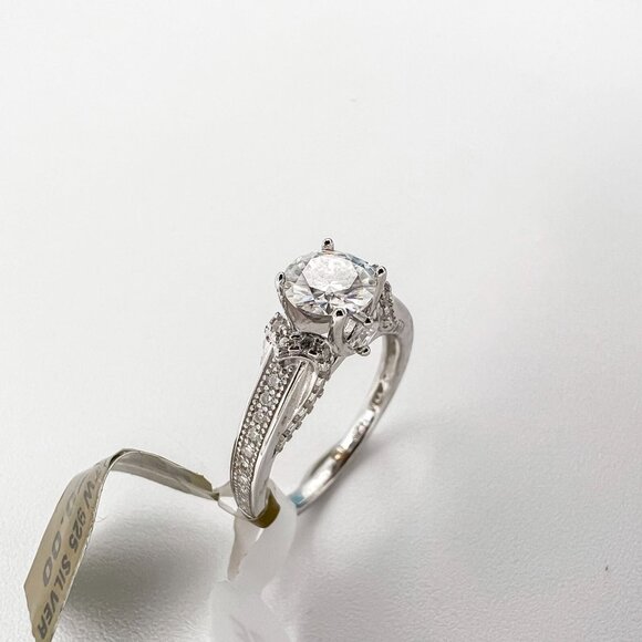 925 Sterling Sliver Moissanite Wedding/Engagement Ring, 1.25ctw VVS Stones Hip H - Picture 2 of 6